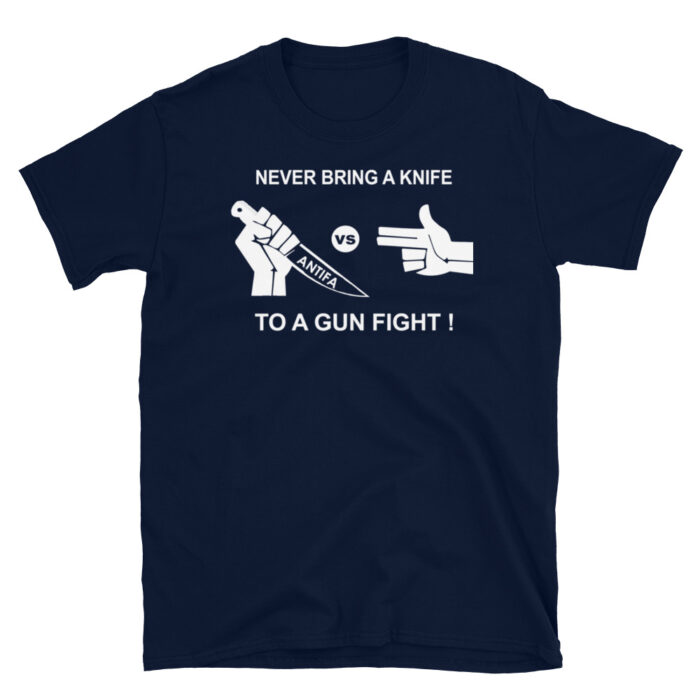 Never Bring Knife To Gun Fight White T-Shirt